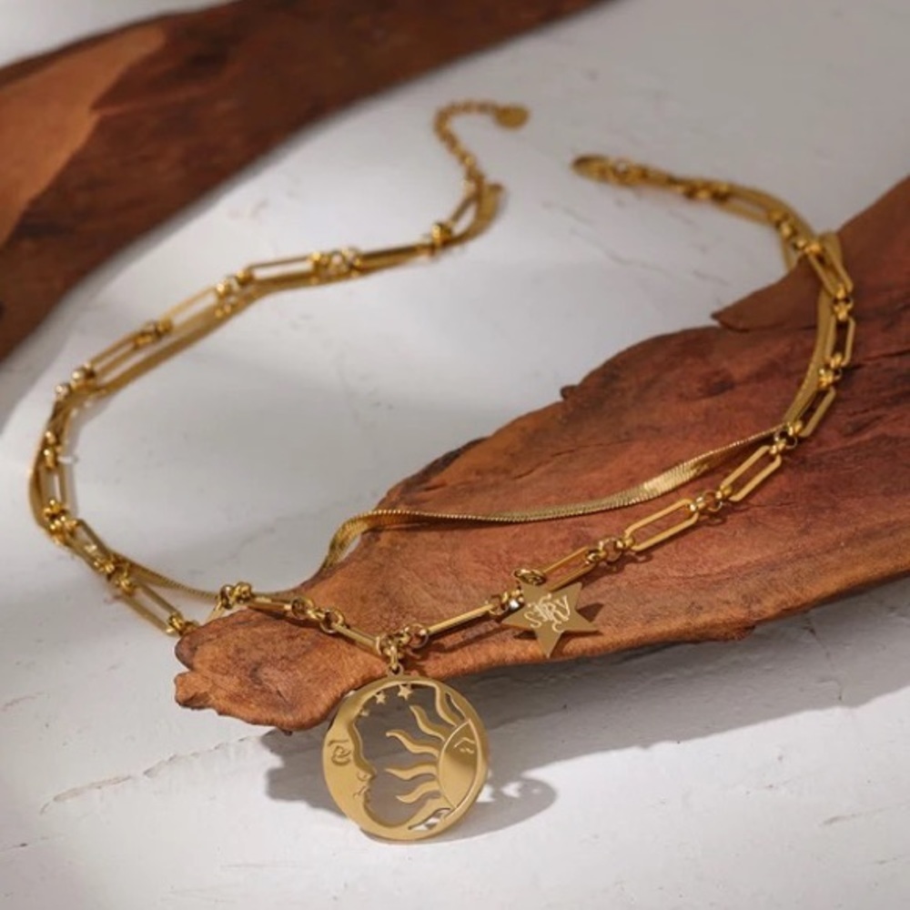 Statement moon and sun necklace - Picture 1 of 7